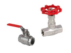 A typical ball valve (left) and gate valve (right)